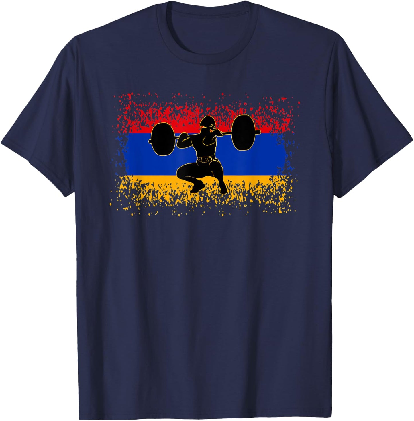 Weightlifting Men Armenia Flag Gym Competitive Workout T-Shirt - T-Shirt | Navy