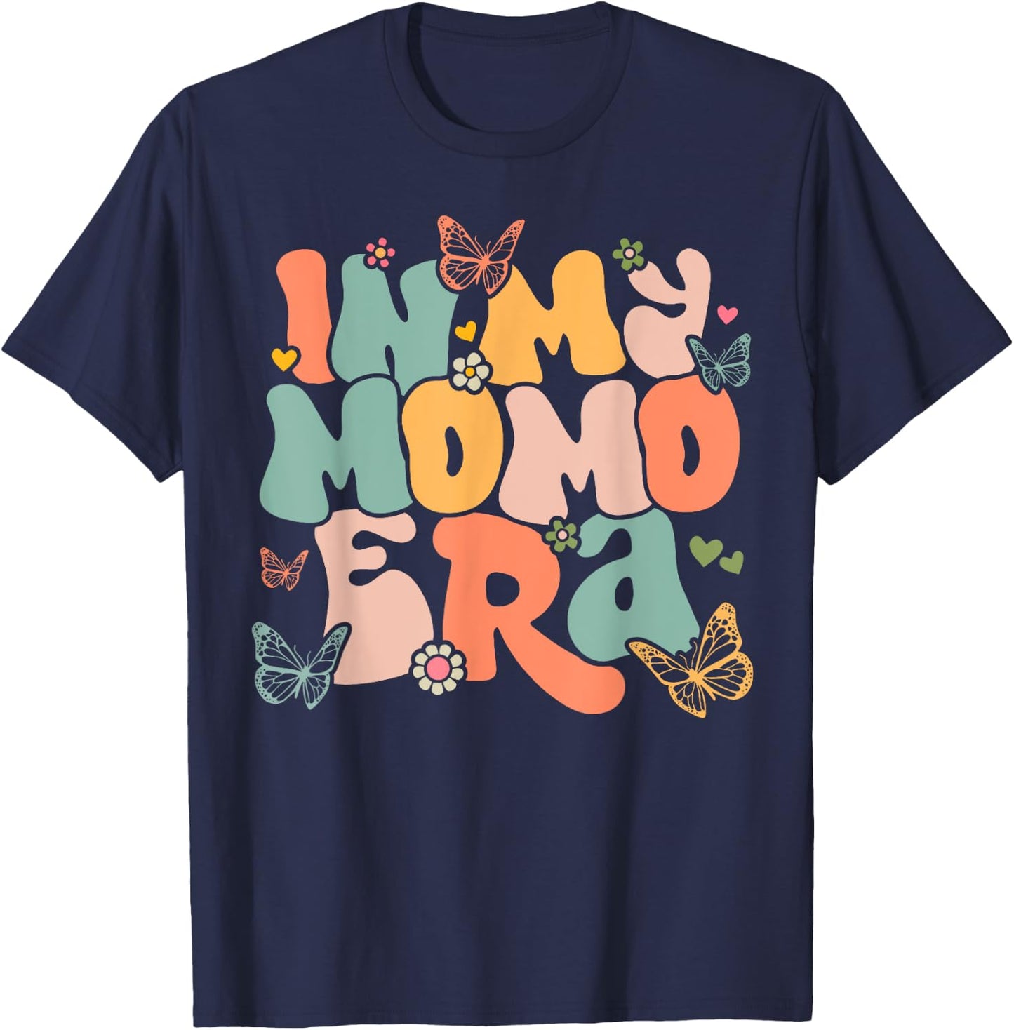 Retro Groovy In My Momo Era Mother's Day T-Shirt - T-Shirt | Navy