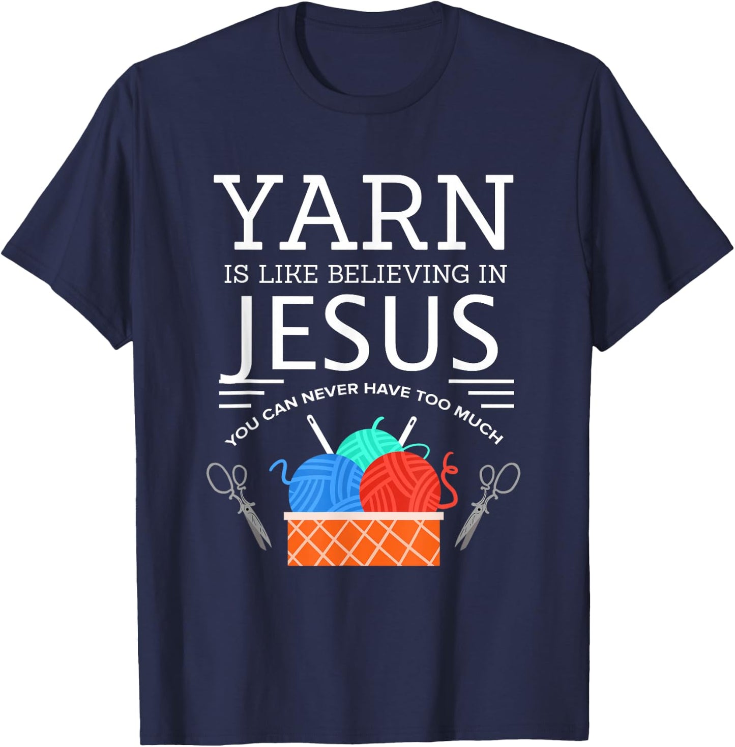 Sewing Jesus Shirt Quilting Yarn Needle Christian T-Shirt - T-Shirt | Navy