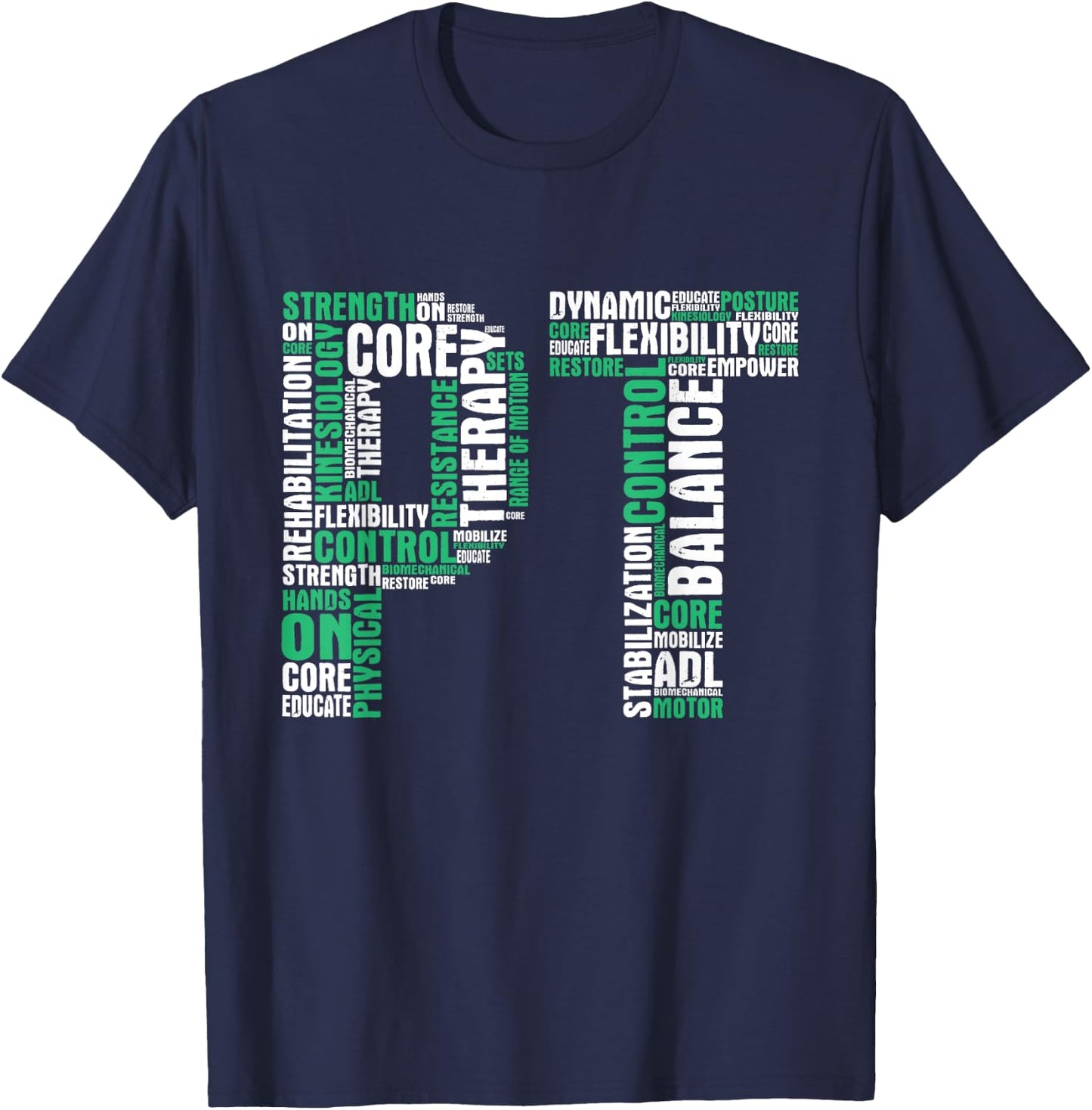 PT Physical Therapist Therapy Assistant Physiotherapy DPT , Black T-Shirt - T-Shirt | Navy