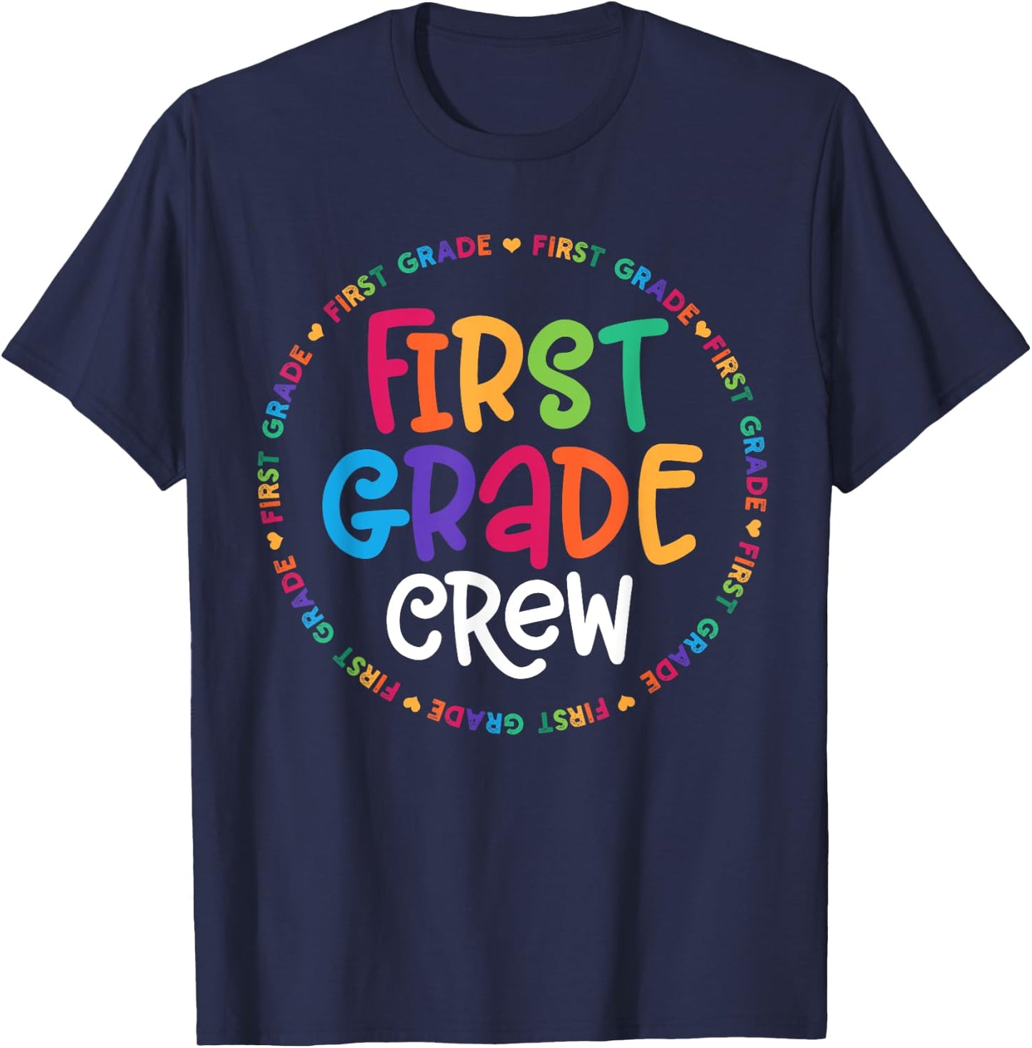 First Grade Crew 1st Grade Back To School Teacher T-Shirt - T-Shirt | Navy