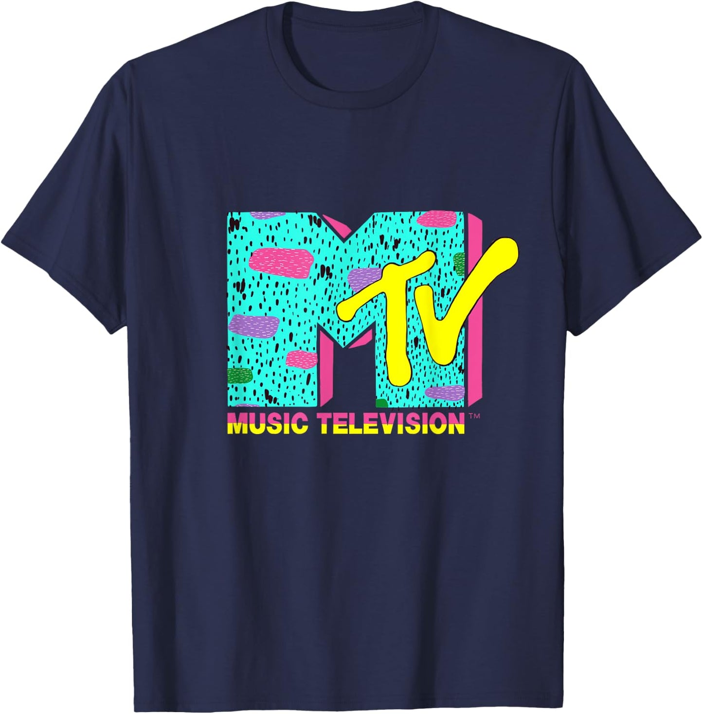 Mademark x MTV - The official MTV Logo with wild colors and a funky design T-Shirt - T-Shirt | Navy