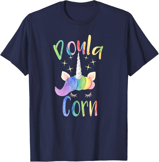 Doula Corn Unicorn Funny T-Shirt - T-Shirt | Navy
