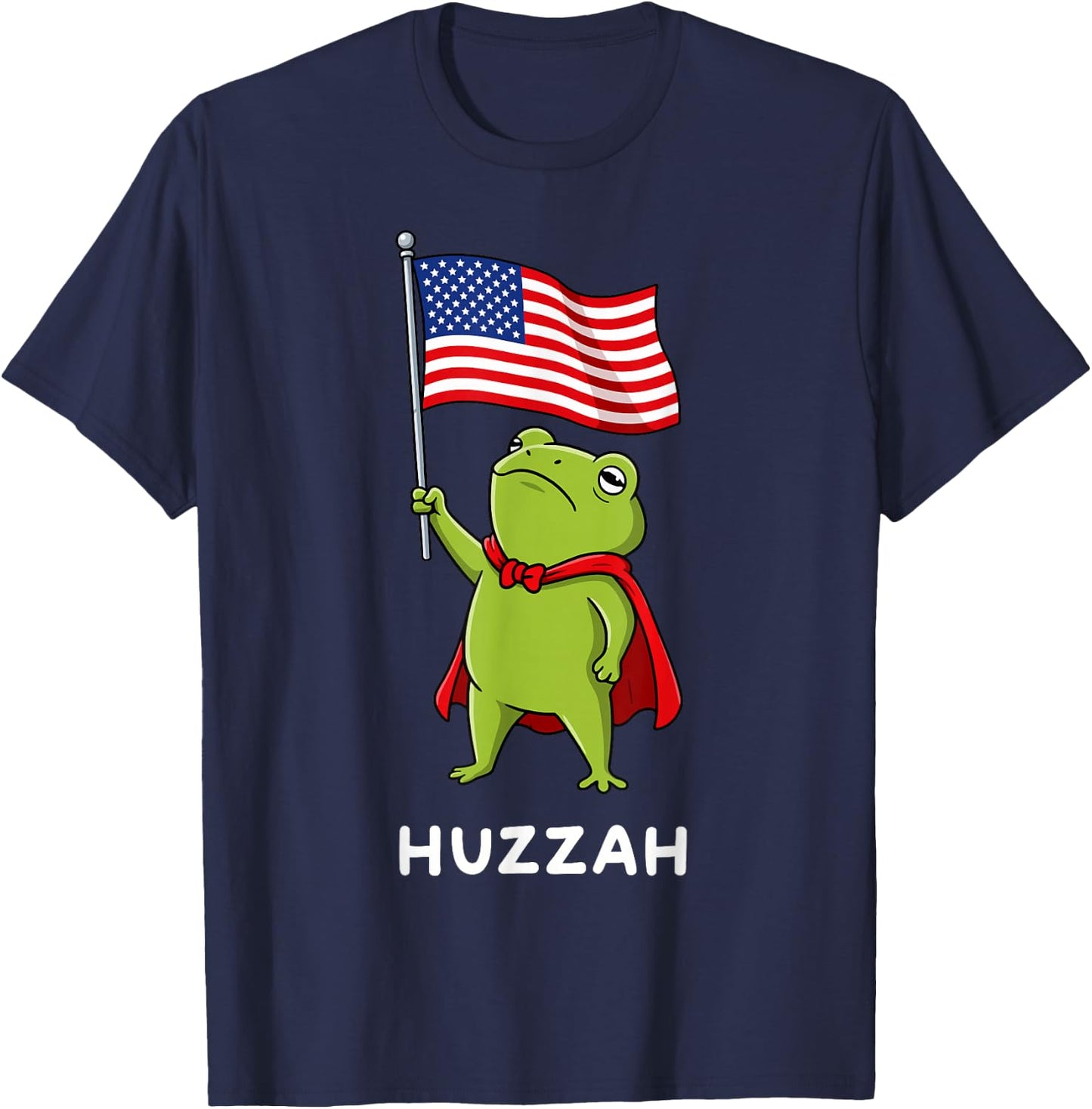 Funny Huzzah Patriotic Frog USA Flag 4th of July T-Shirt - T-Shirt | Navy