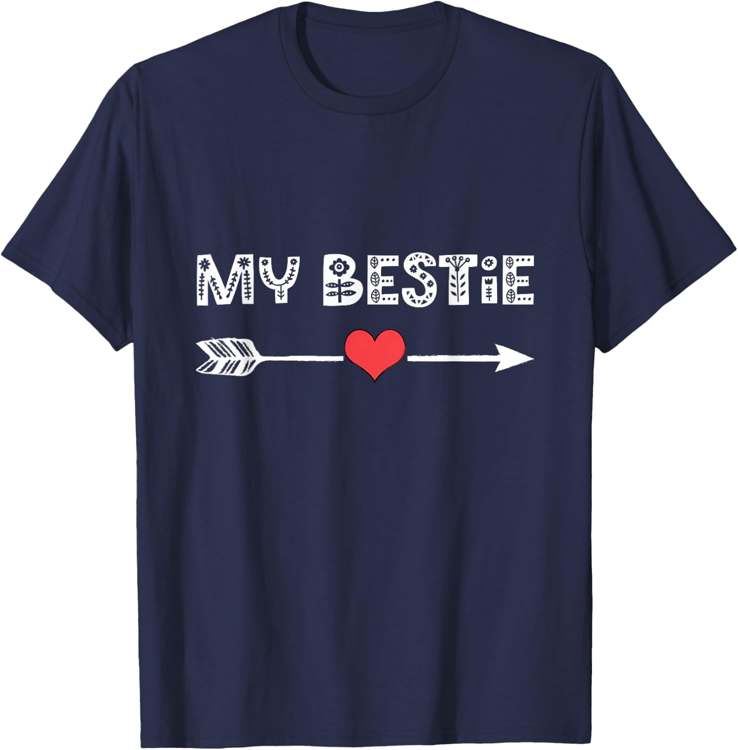 Besties Best Friend Right Arrow Heart Love Matching Outfit T-Shirt - T-Shirt | Navy