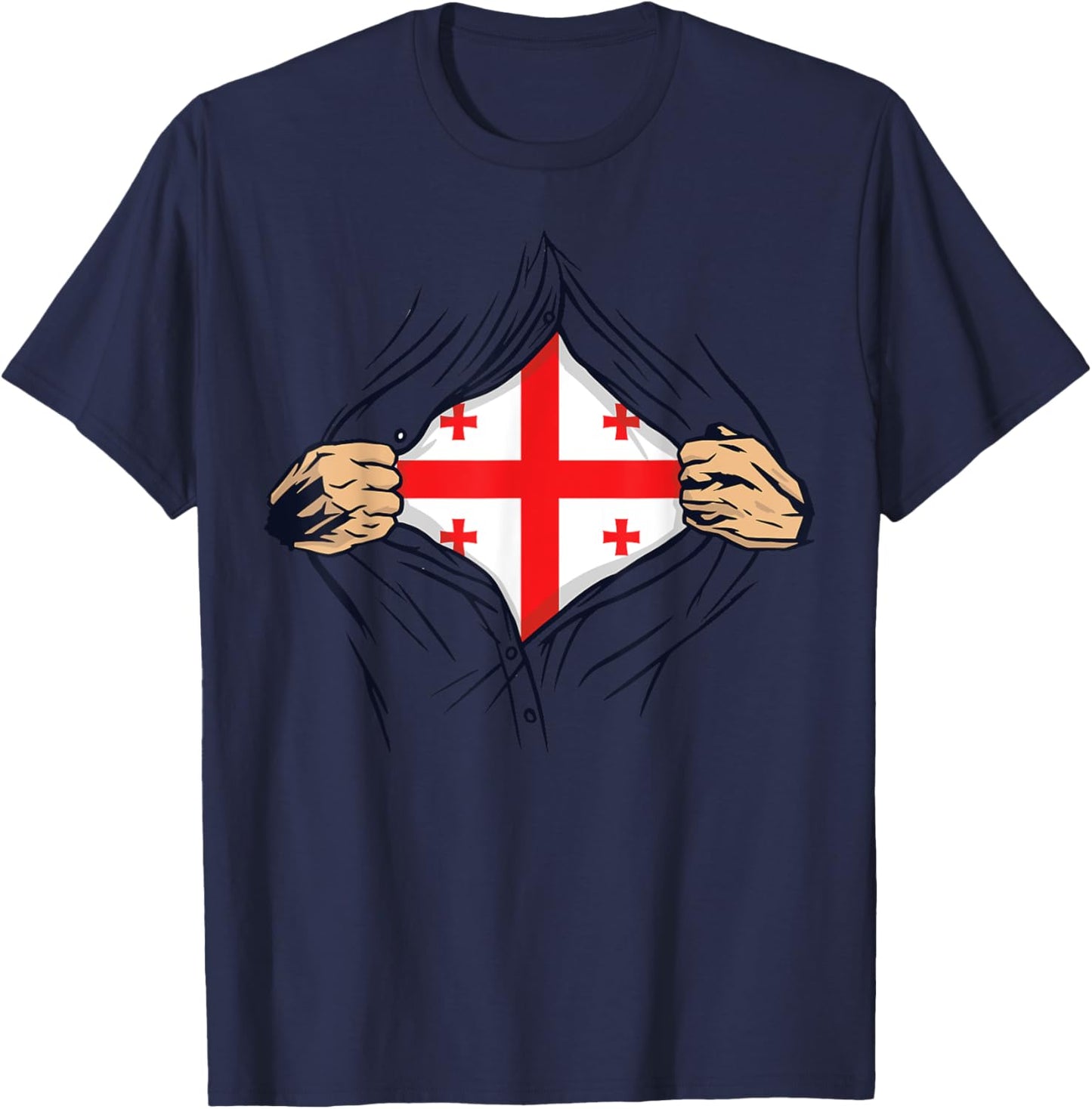 Proud Georgian Love Georgia Flag Country Home Nation T-Shirt - T-Shirt | Navy