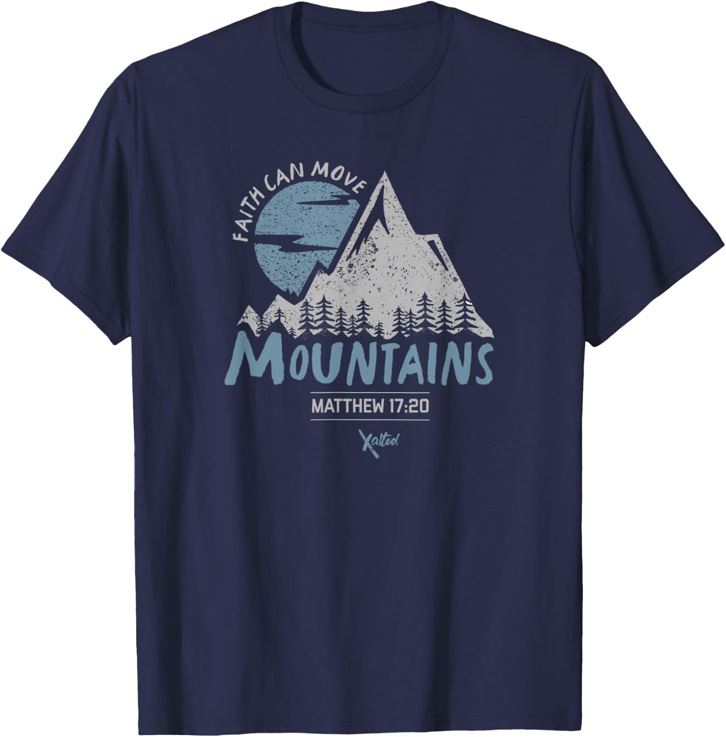 Faith Can Move Mountains Christian T-Shirt - T-Shirt | Navy