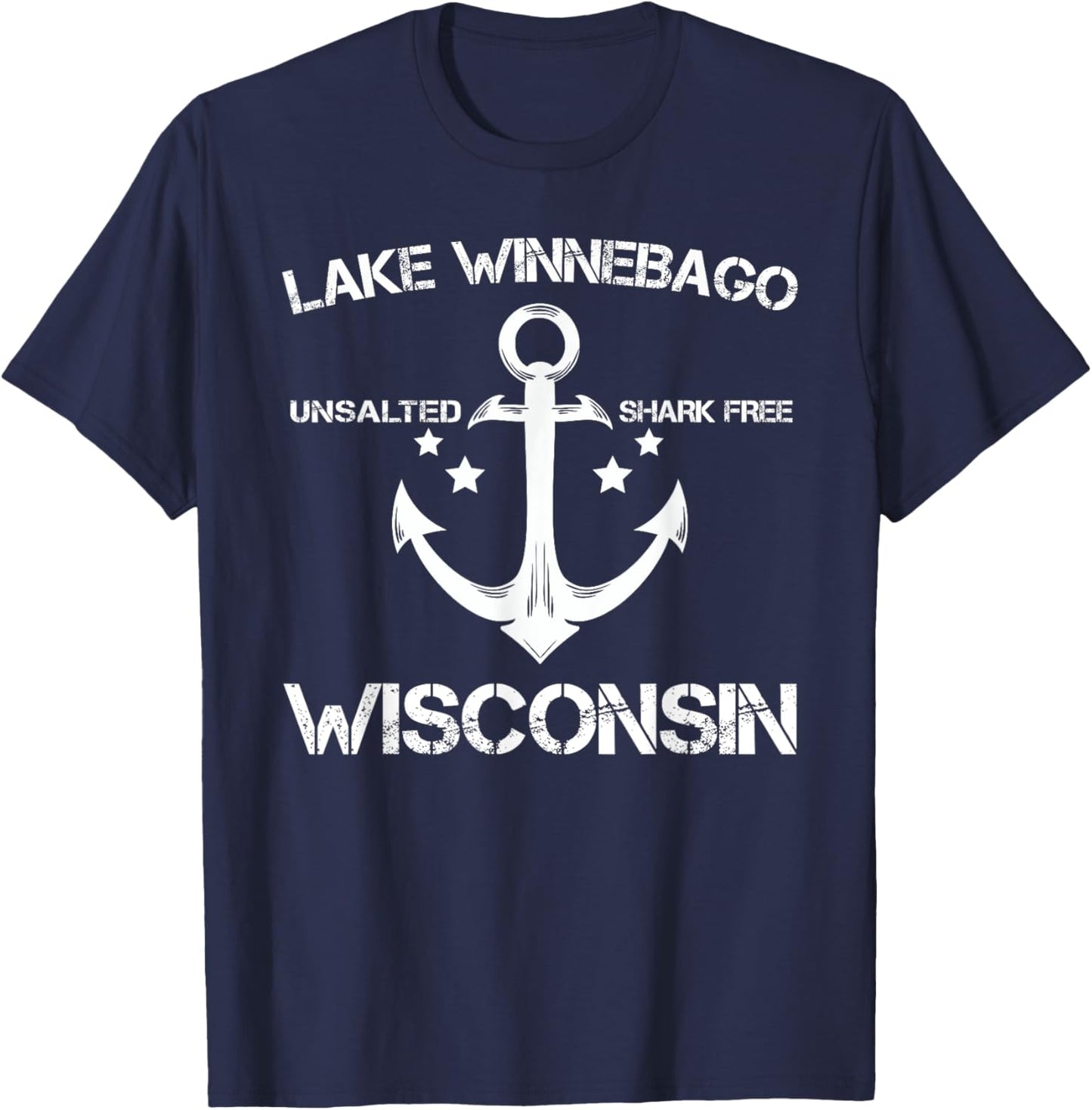LAKE WINNEBAGO WISCONSIN Funny Fishing Camping Summer Gift T-Shirt - T-Shirt | Navy