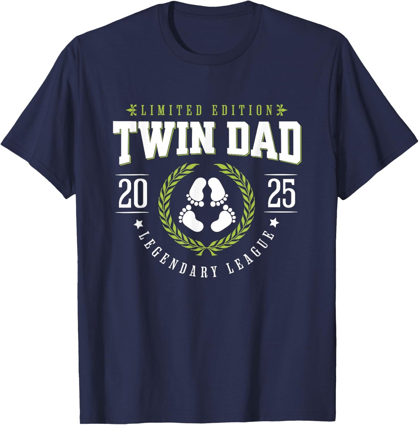 Twin Dad Est 2025 New Father Daddy T-Shirt - T-Shirt | Navy