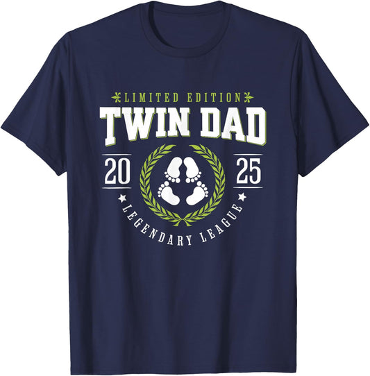 Twin Dad Est 2025 New Father Daddy T-Shirt - T-Shirt | Navy