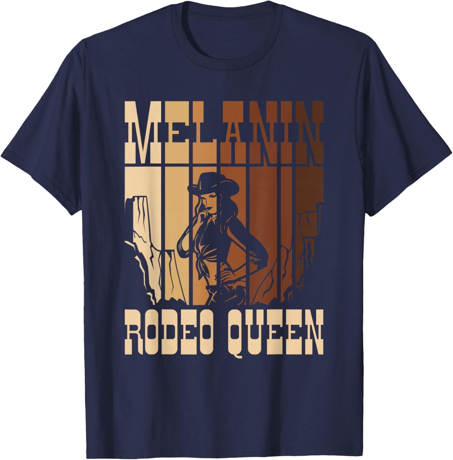 Melanin Rodeo Queen Country African American Cowgirl T-Shirt - T-Shirt | Navy