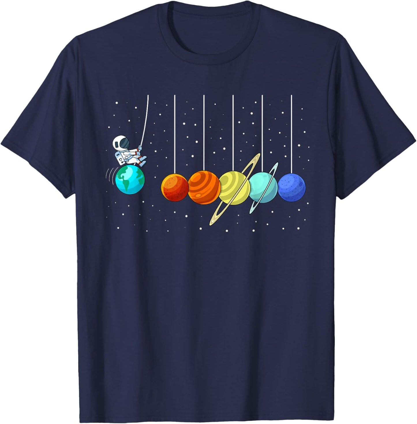 Funny Astronaut Swing Planets Solar System Space science T-Shirt - T-Shirt | Navy