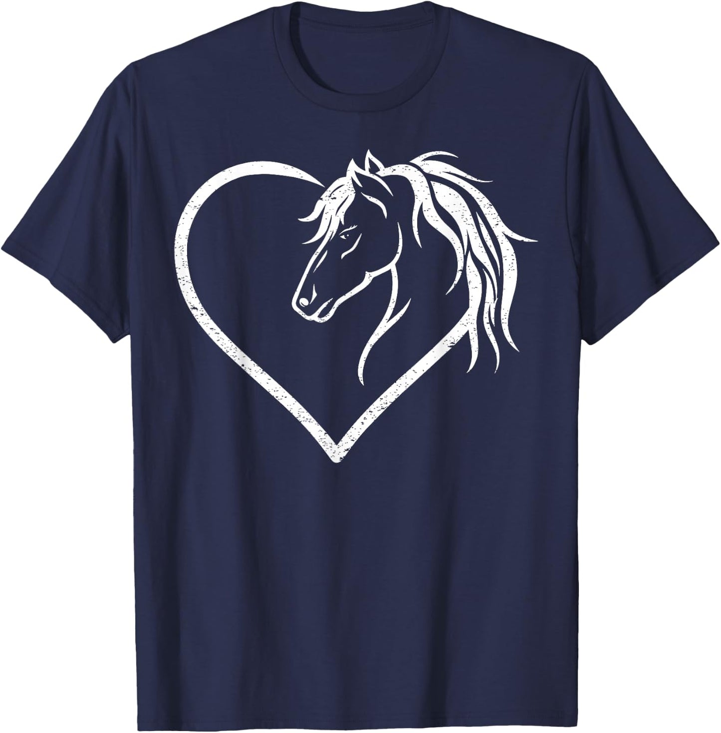 Horse Head with a Heart - Riding Horse Small T-Shirt - T-Shirt | Navy