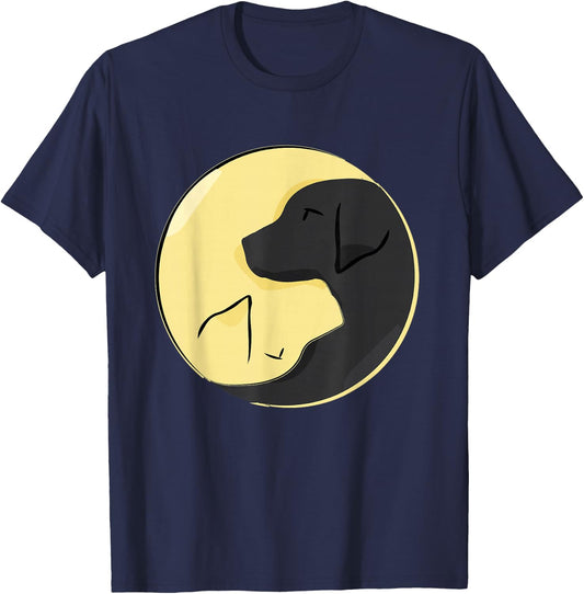 Labrador Yin Yang | Cute Yellow and Black Lab Shirt T-Shirt - T-Shirt | Navy