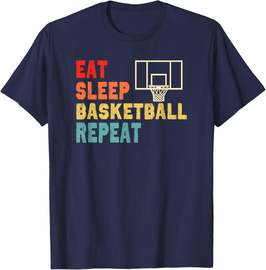 Eat Sleep Basketball Repeat apparel for girls, boys, teens T-Shirt - T-Shirt | Navy