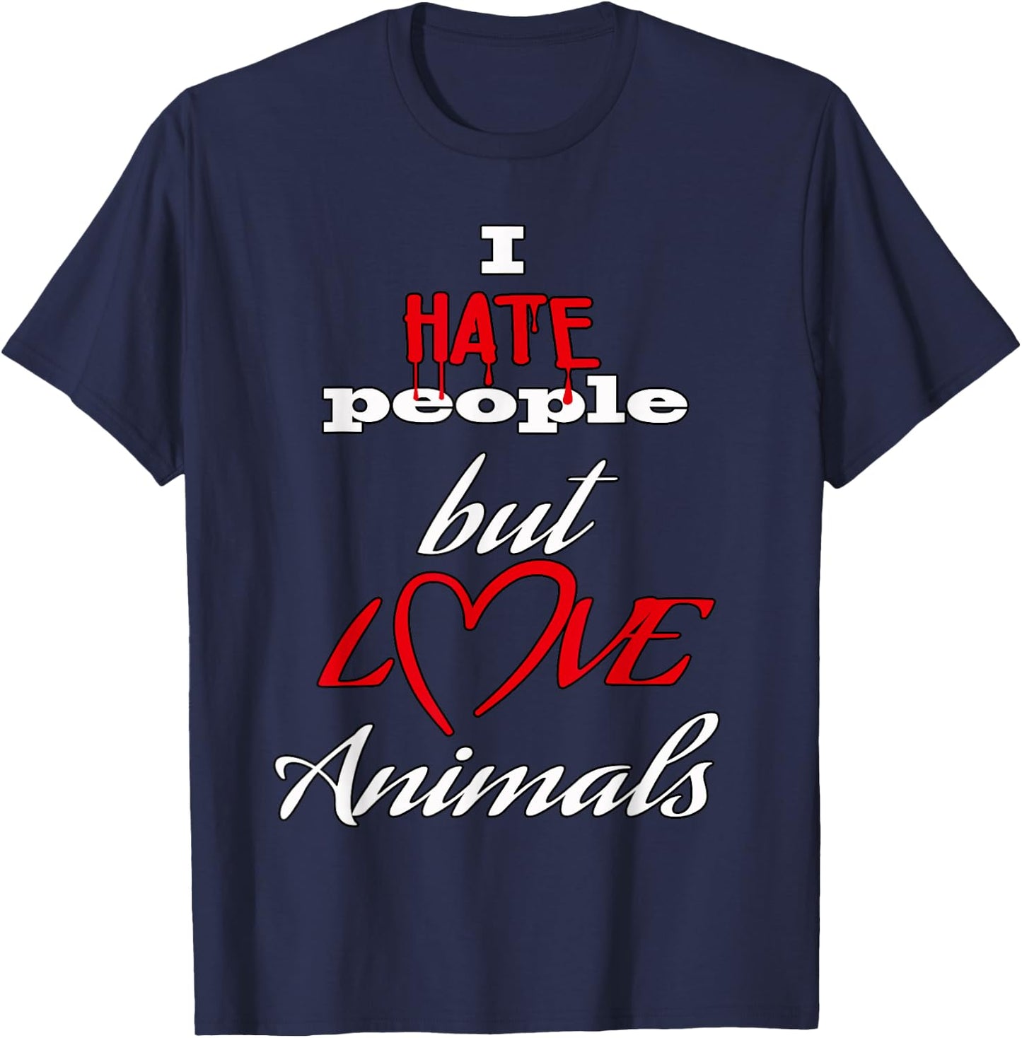 I hate people but love animals dog cat animals animal friend Women Kids T-Shirt - T-Shirt | Navy