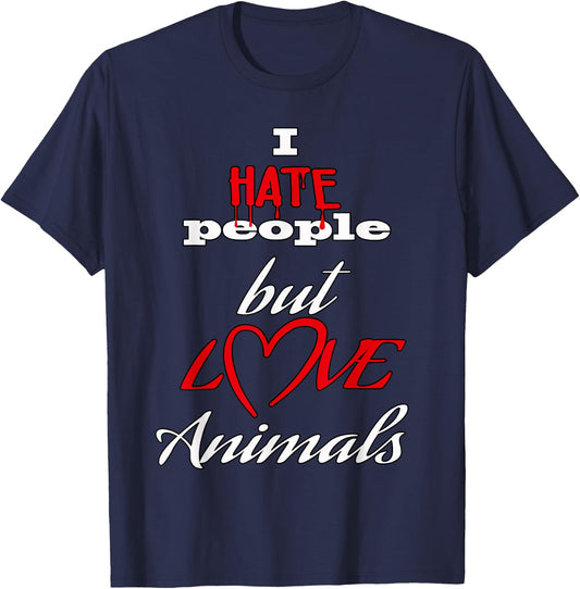 I hate people but love animals dog cat animals animal friend Women Kids T-Shirt - T-Shirt | Navy