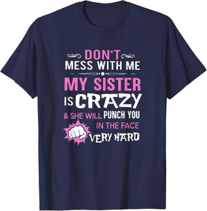 Crazy Sister Punch Face Funny T-Shirt - T-Shirt | Navy