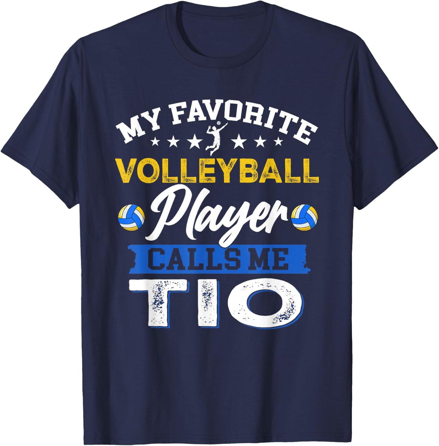 My Favorite Volleyball Player Calls Me TIO USA Flag T-Shirt - T-Shirt | Navy