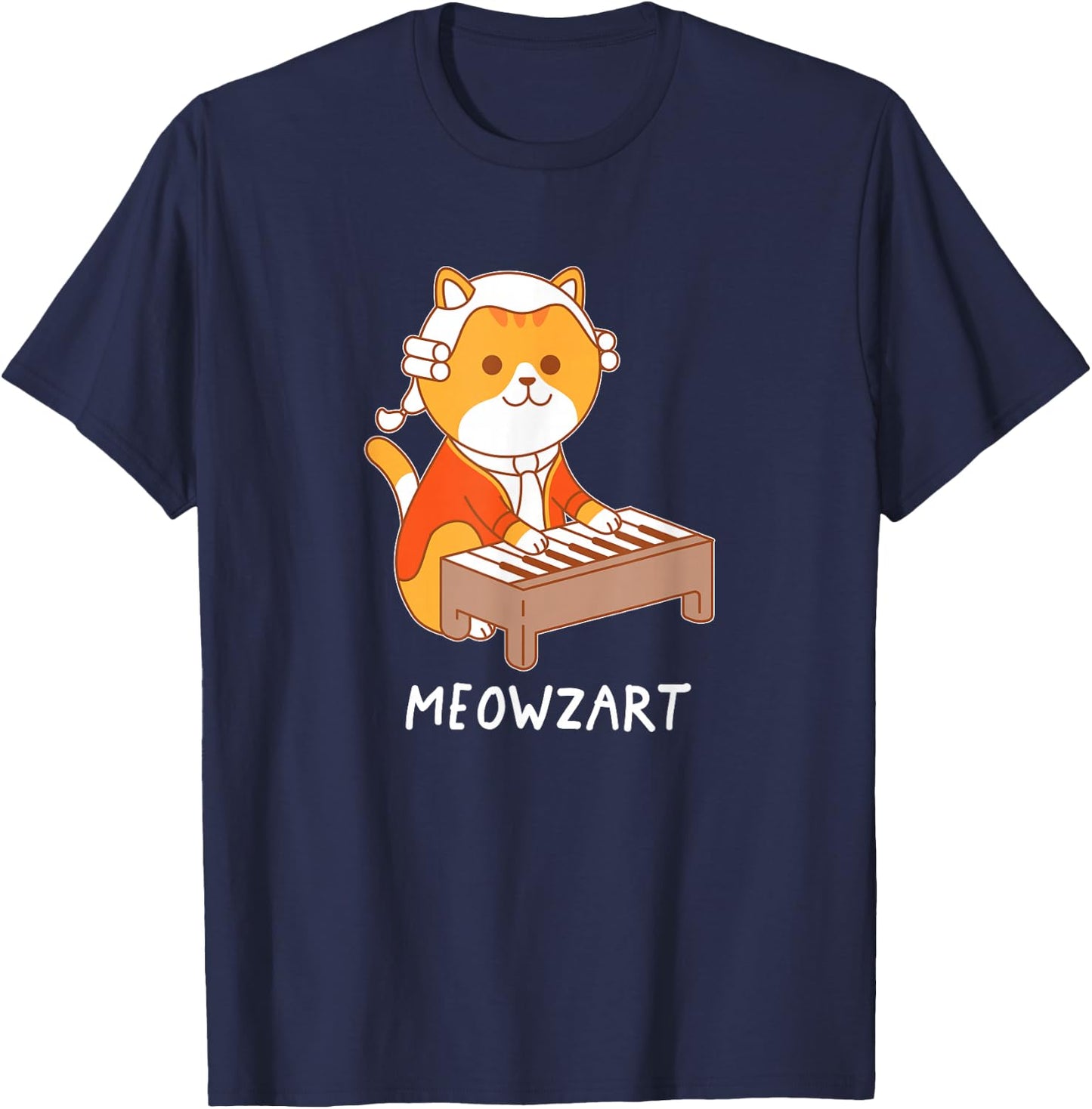 Meowzart Cat Pun Classical Music Piano Funny T-Shirt - T-Shirt | Navy