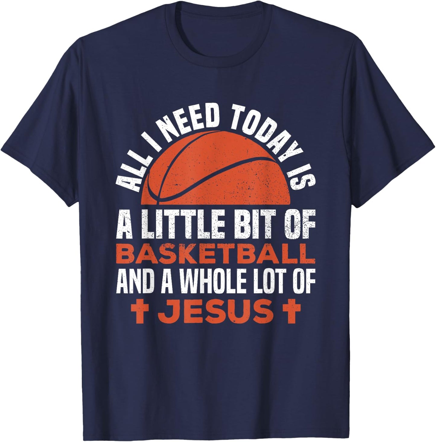 Basketball and Jesus Religious Christian T-Shirt - T-Shirt | Navy