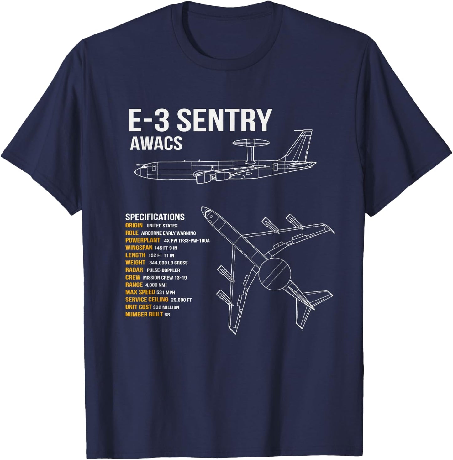 E-3 Sentry AWACS T-Shirt - T-Shirt | Navy