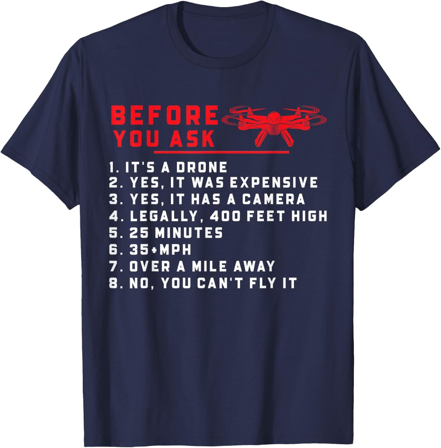 Funny Drone Quadcopter UAV Pilots T-Shirt - T-Shirt | Navy