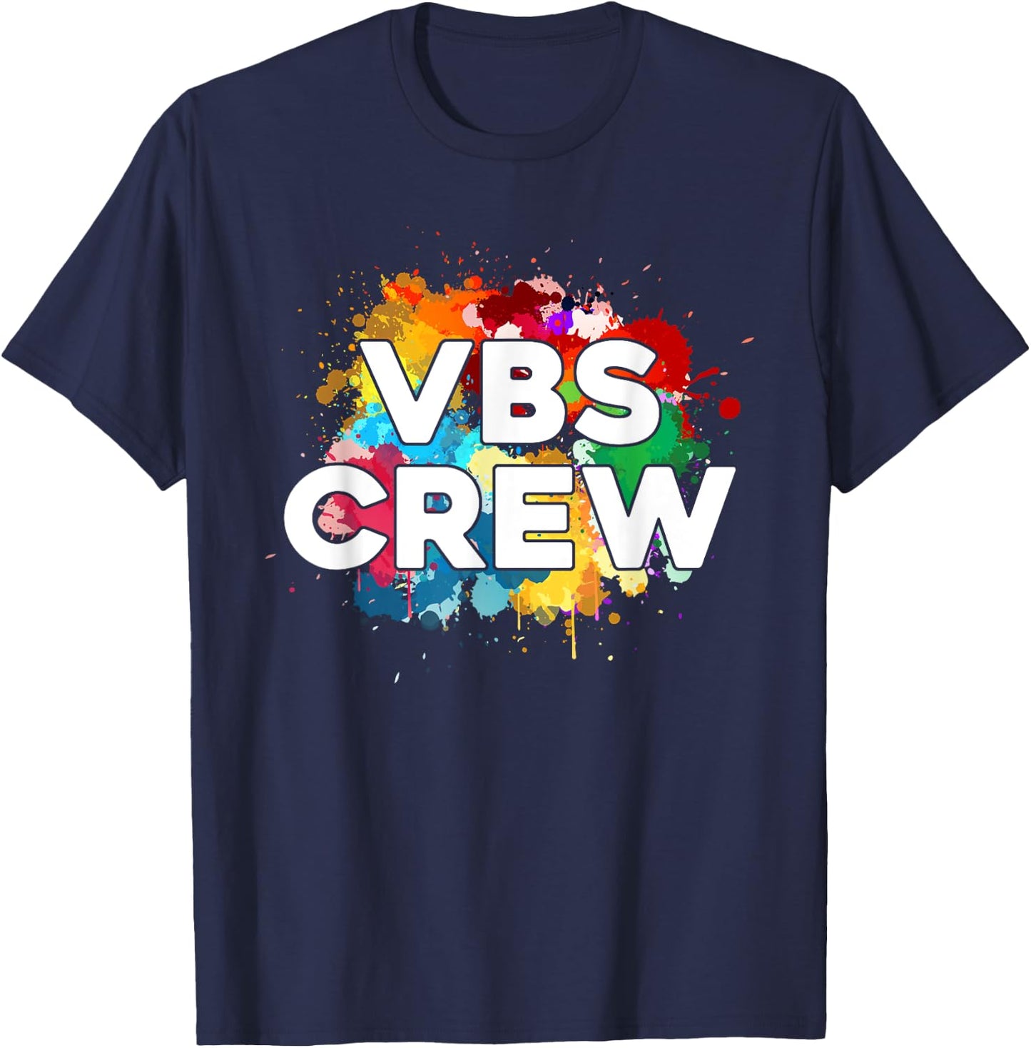 I Love VBS 2024 Crew Vacation Bible School Paint Splatter T-Shirt - T-Shirt | Navy
