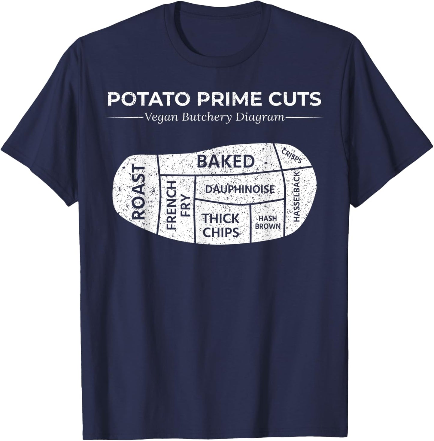 Potato Prime Cuts Funny Vegan Gift T-Shirt - T-Shirt | Navy