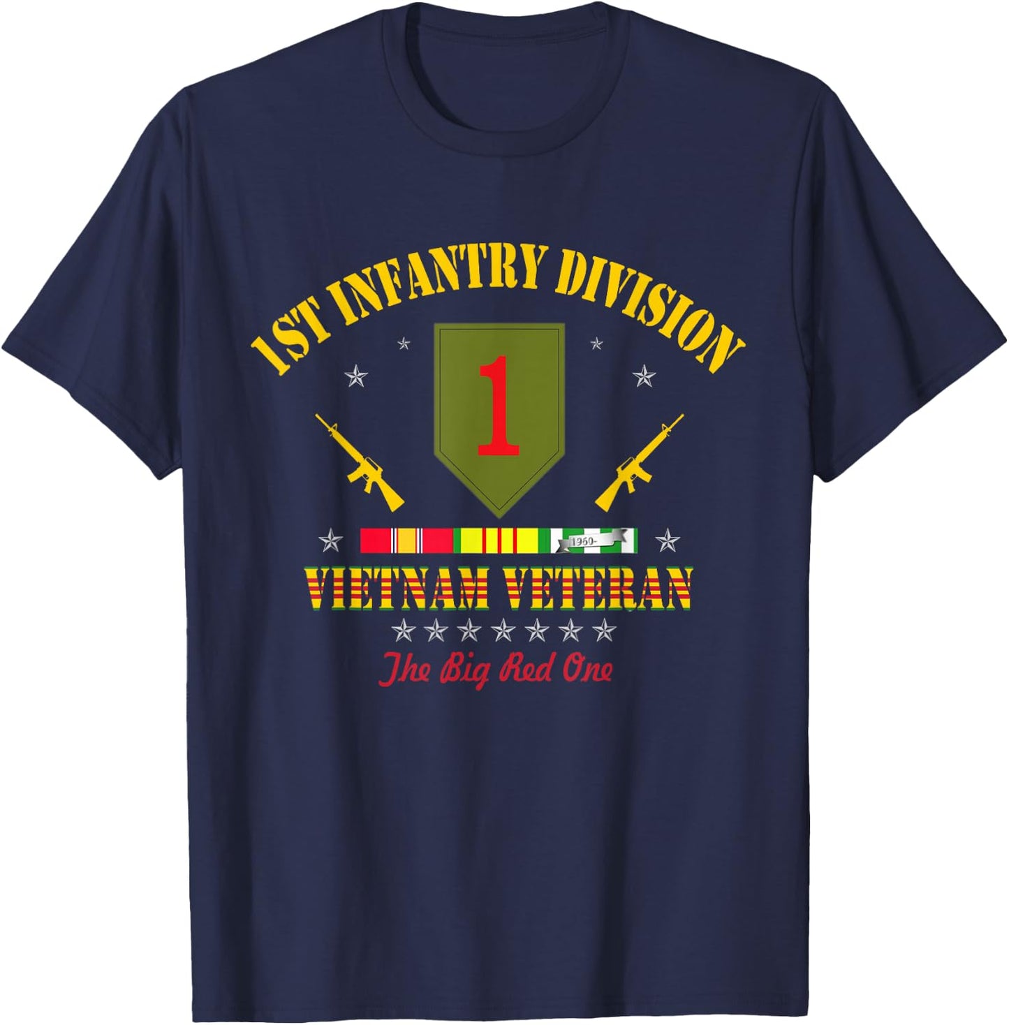 US Army 1st Infantry Division Vietnam Veteran Gift T-Shirt - T-Shirt | Navy