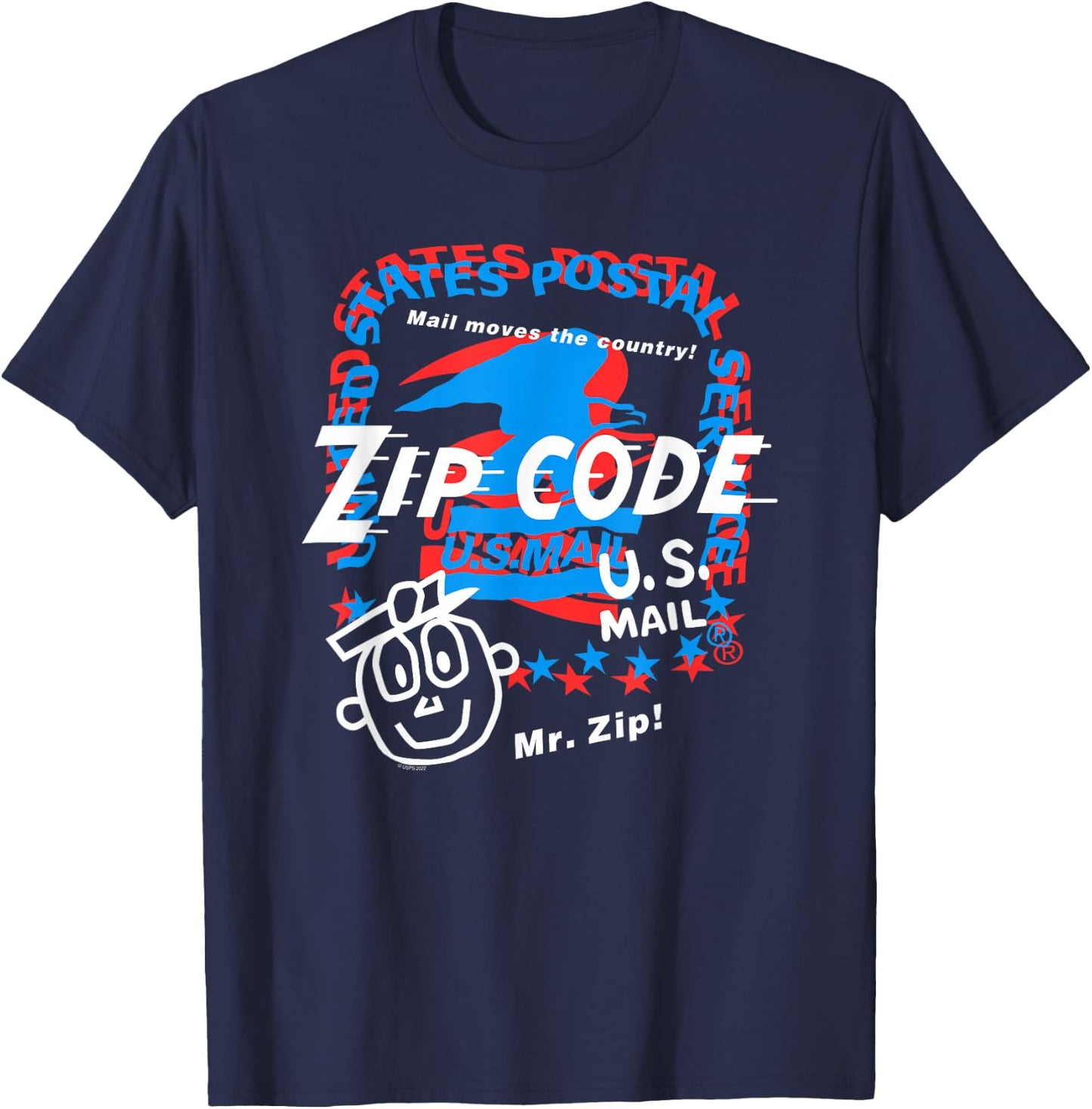 USPS Mr. Zip Collage United States Postal Service T-Shirt - T-Shirt | Navy