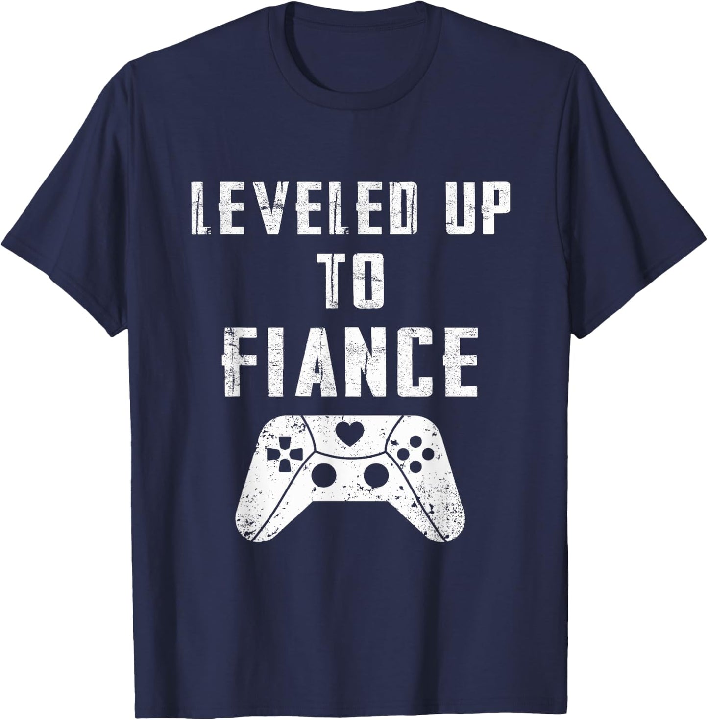Leveled Up To Fiance Fiance T-Shirt - T-Shirt | Navy