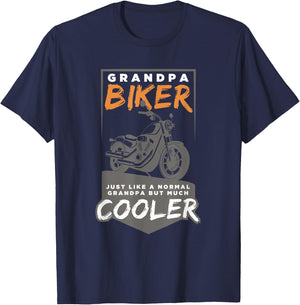 Cool Grandpa Biker, Motorcycle Lover Grandpa T-Shirt - T-Shirt | Navy