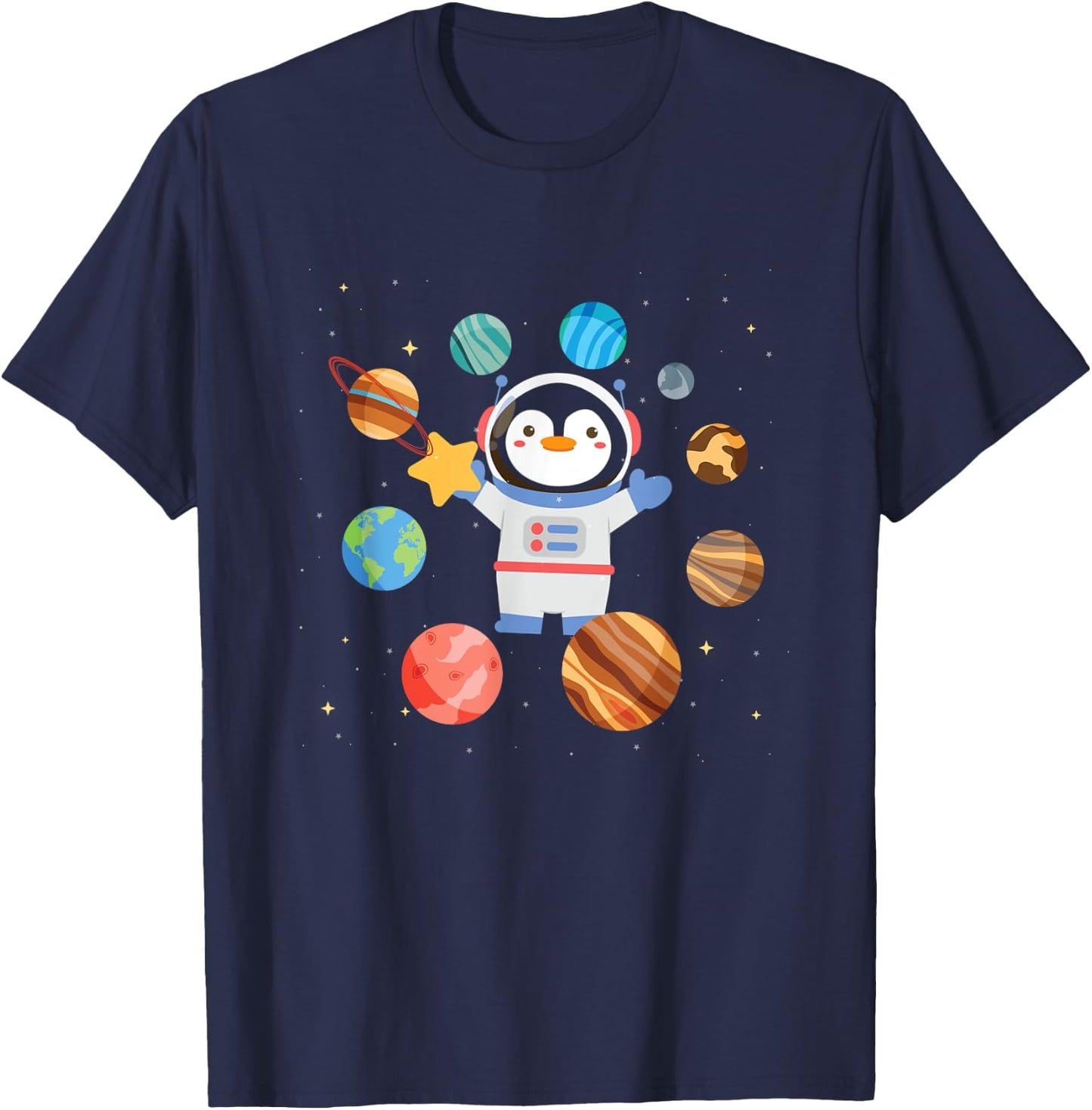 Cute Penguin Astronaut | Galaxy | Space Penguins T-Shirt - T-Shirt | Navy
