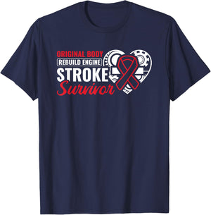 Original Body Rebuild Stroke Awareness Stroke Survivor T-Shirt - T-Shirt | Navy