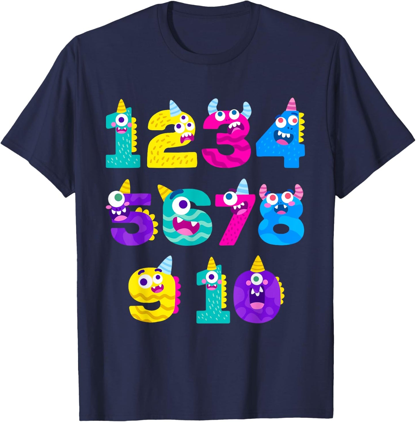 Funny Math Monster Numbers Learning | School Education T-Shirt - T-Shirt | Navy