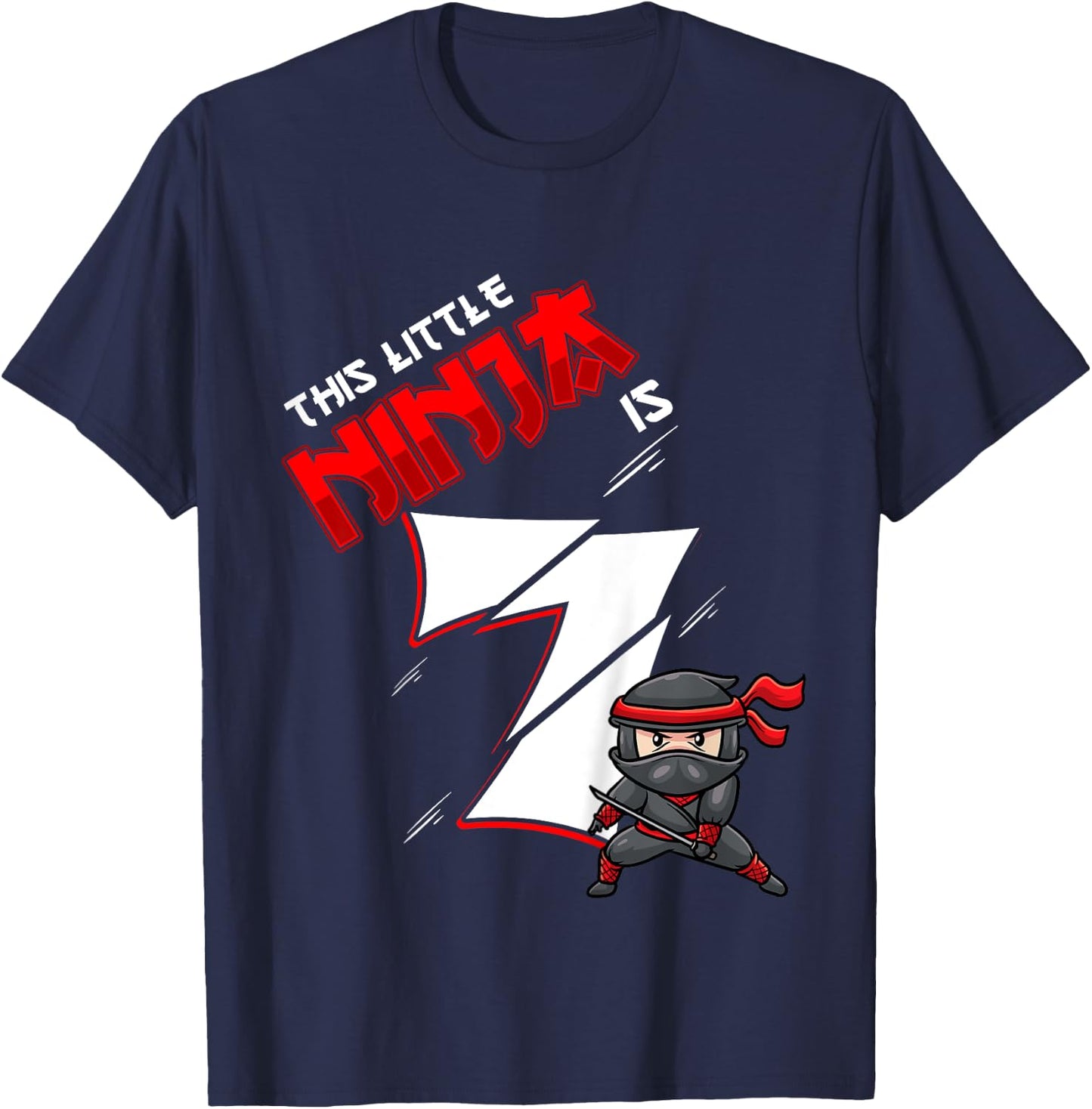 Kids 7th Birthday For Boy 7 Years Old Ninja T-Shirt - T-Shirt | Navy