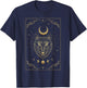 Wolf Head Crescent Moon Luxurious Celestial Engraving Style T-Shirt - T-Shirt | Navy