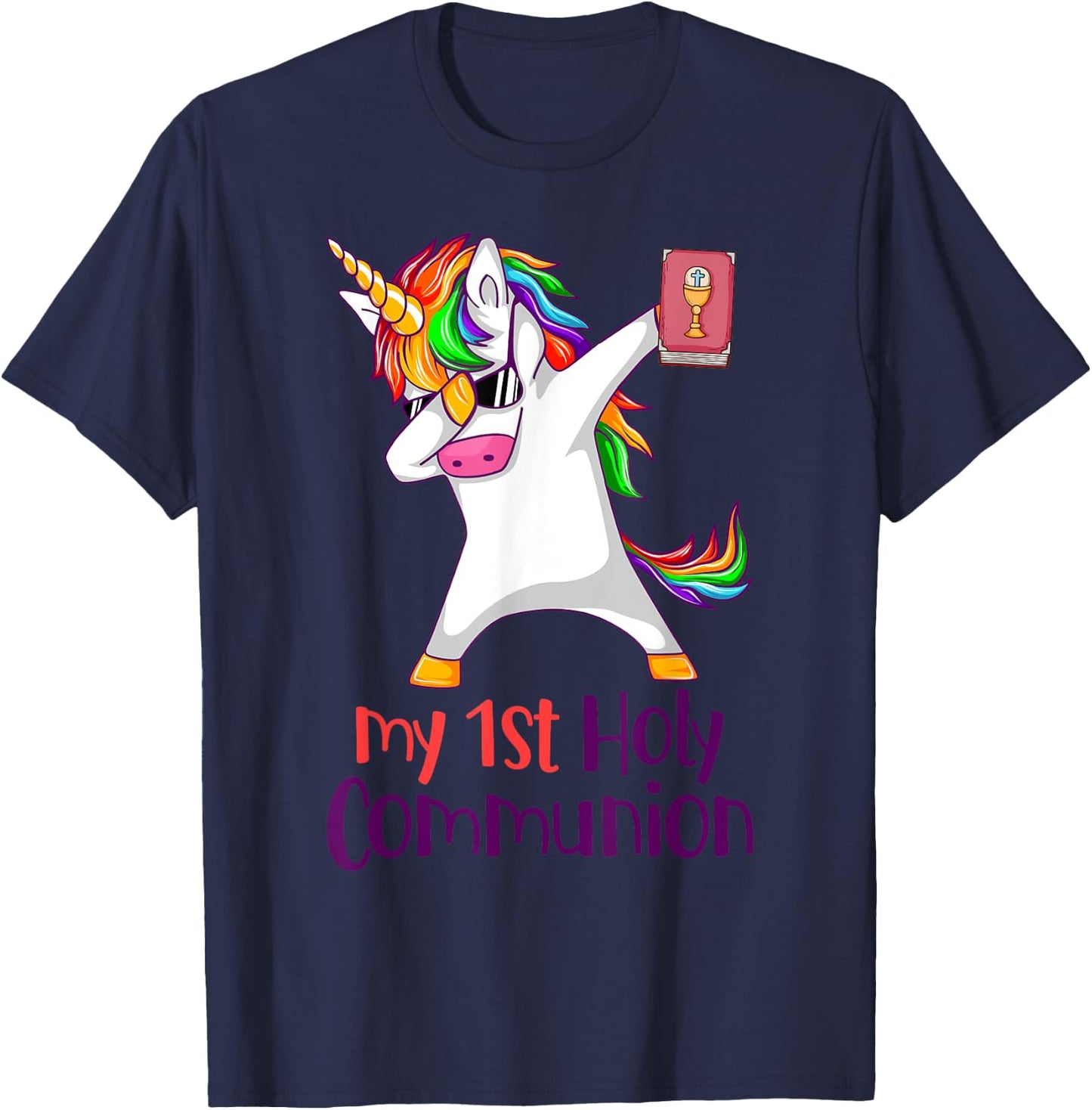 Dabbing Unicorn My 1st Holy Communion Christian Cute Unicorn T-Shirt - T-Shirt | Navy