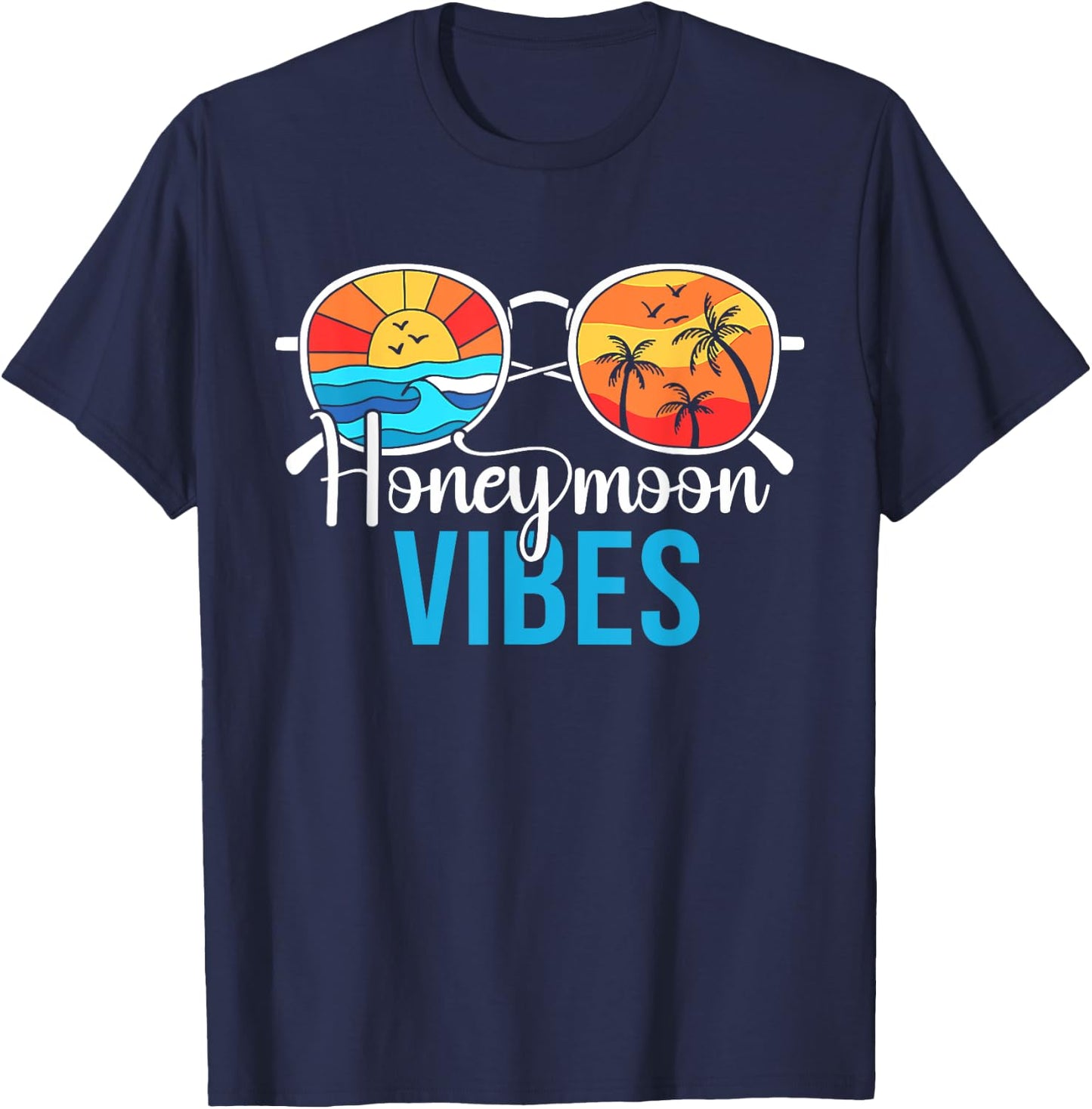 Honeymoon Vibes Couples Vacation Wedding Bride Groom T-Shirt - T-Shirt | Navy