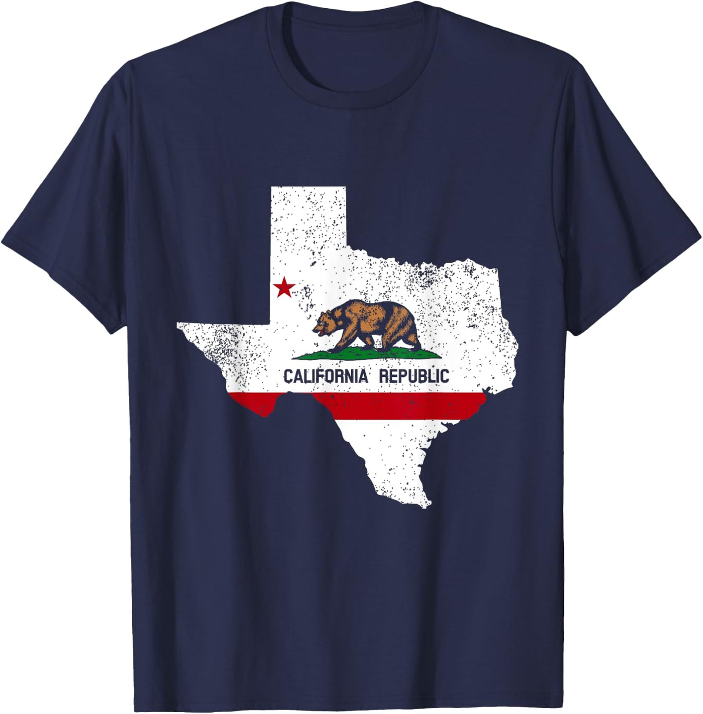 Texas California Flag - California Transplant T-Shirt - T-Shirt | Navy