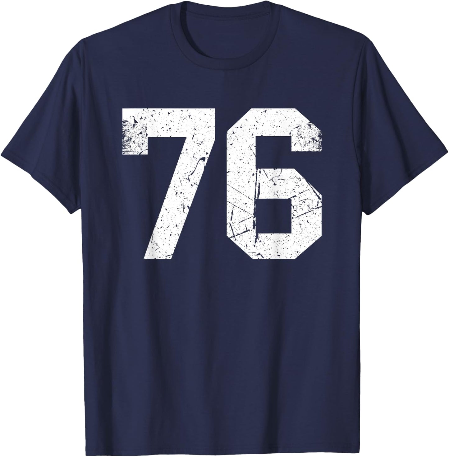 Vintage Sports Team Number #76 T-Shirt - T-Shirt | Navy