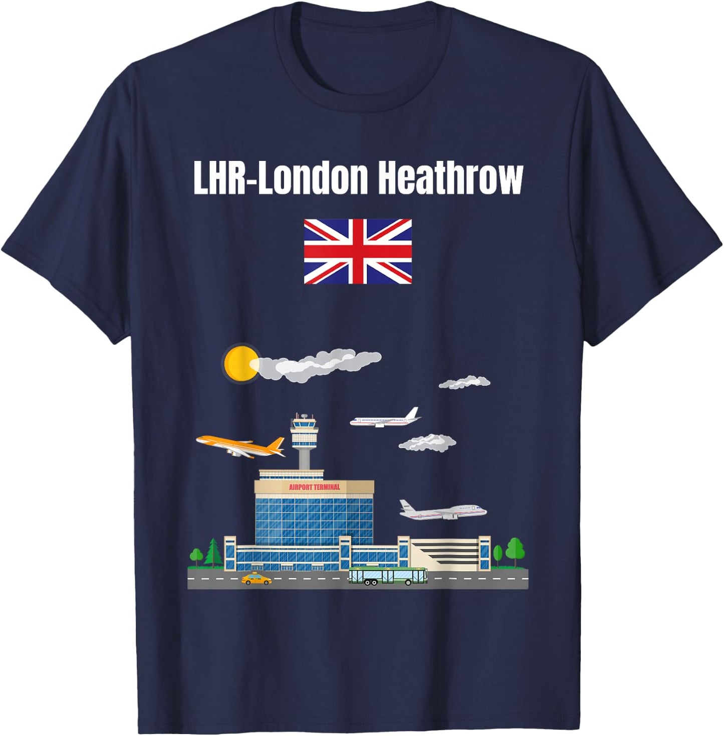 London Heathrow airport LHR airport nerd London souvenir T-Shirt - T-Shirt | Navy