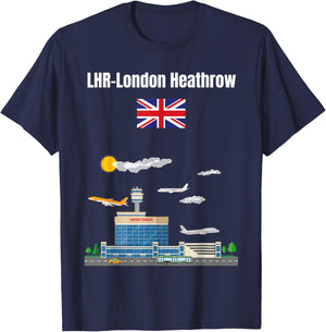 London Heathrow airport LHR airport nerd London souvenir T-Shirt - T-Shirt | Navy