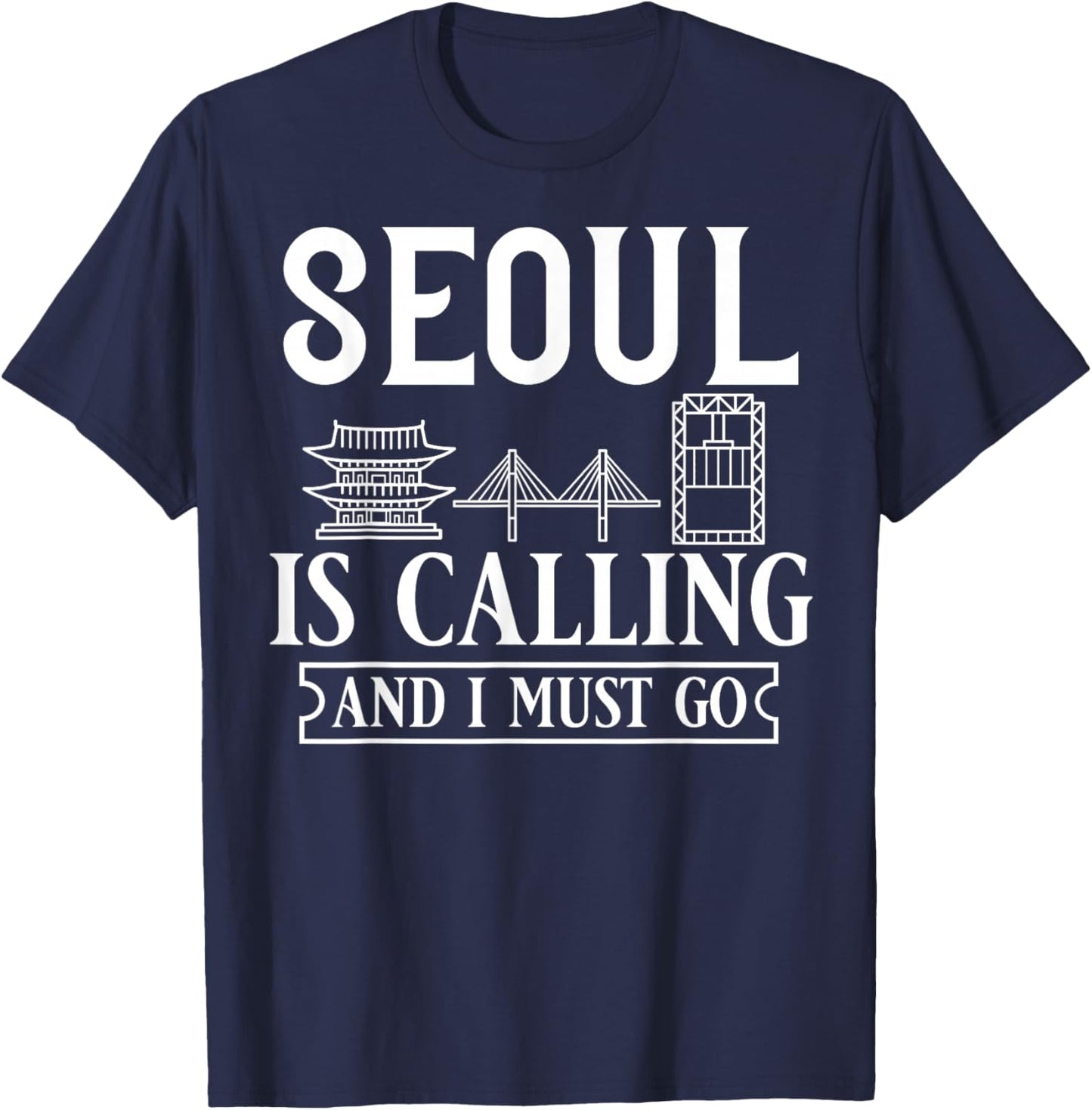 Seoul South Korea City Skyline Map Travel T-Shirt - T-Shirt | Navy