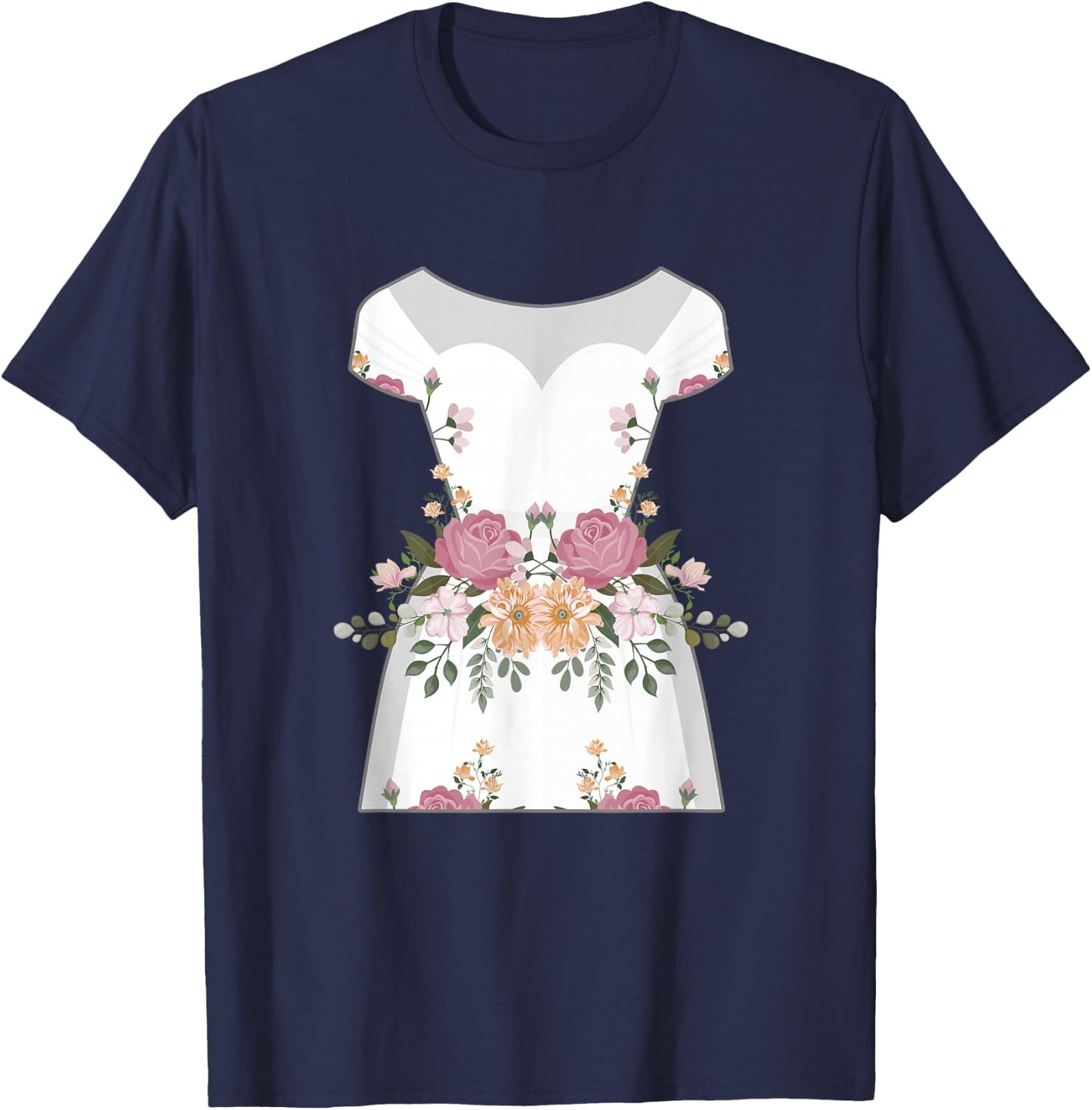 Hilarious Wedding Dresses Engagements Mockery Illustration T-Shirt - T-Shirt | Navy