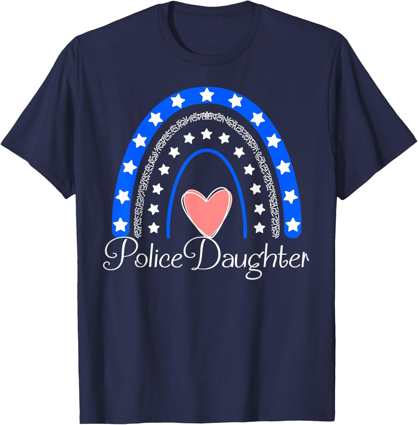 Police Daughter Boho Rainbow Funny Police Officer Daughter T-Shirt - T-Shirt | Navy