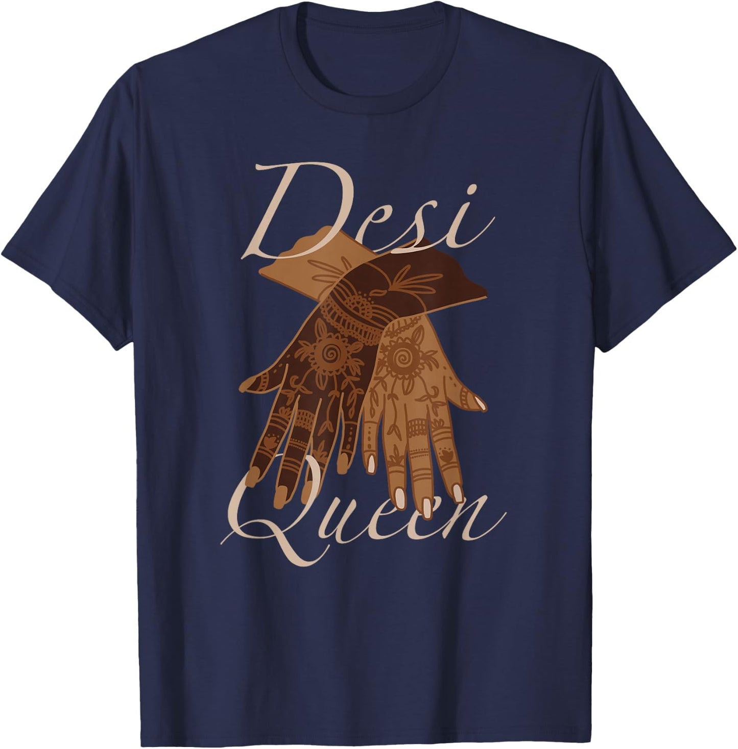Henna Desi Queen Indian Aesthetic Girls Bollywood Mehndi T-Shirt - T-Shirt | Navy