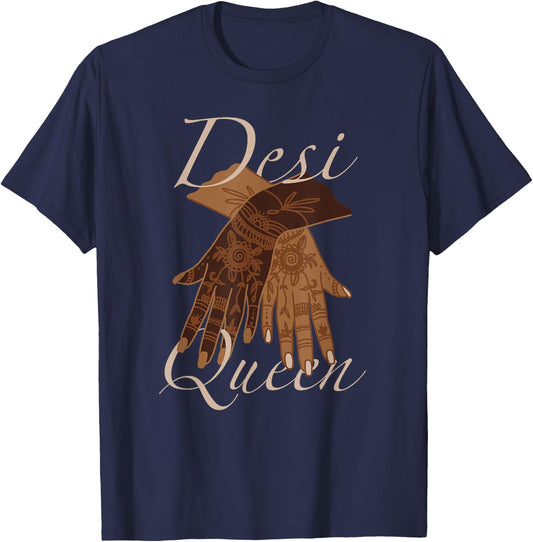 Henna Desi Queen Indian Aesthetic Girls Bollywood Mehndi T-Shirt - T-Shirt | Navy
