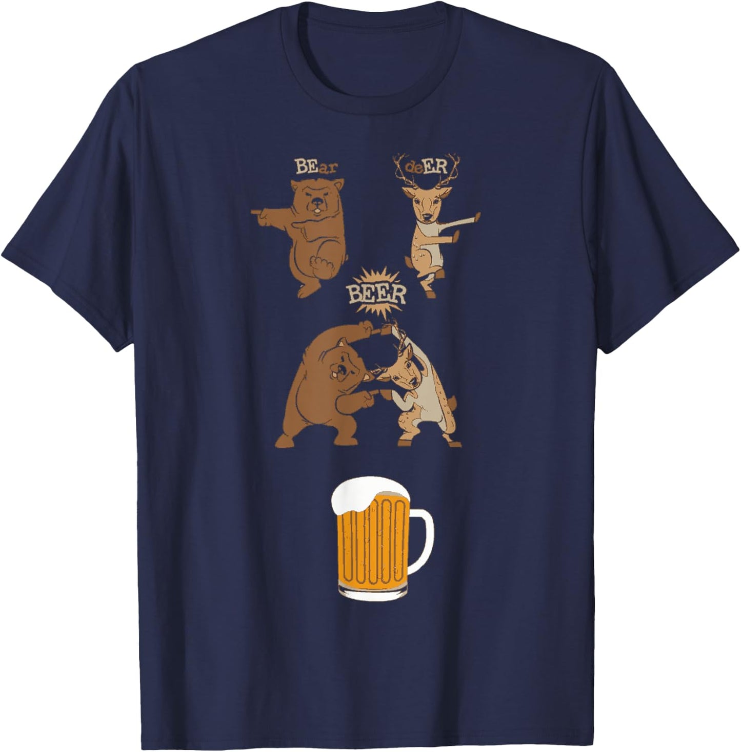 Funny Beer Saying Bear Deer Fusion Manga T-Shirt - T-Shirt | Navy